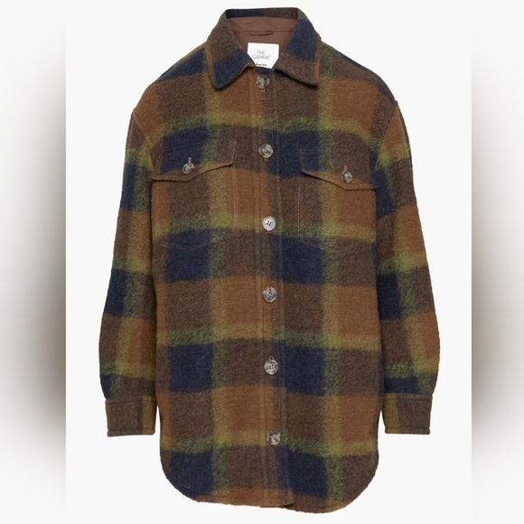 NWT Aritzia Ganna shirt jacket Shacket wool plaid Rosie Admrl/Cgnc Sz S Small - Picture 1 of 7